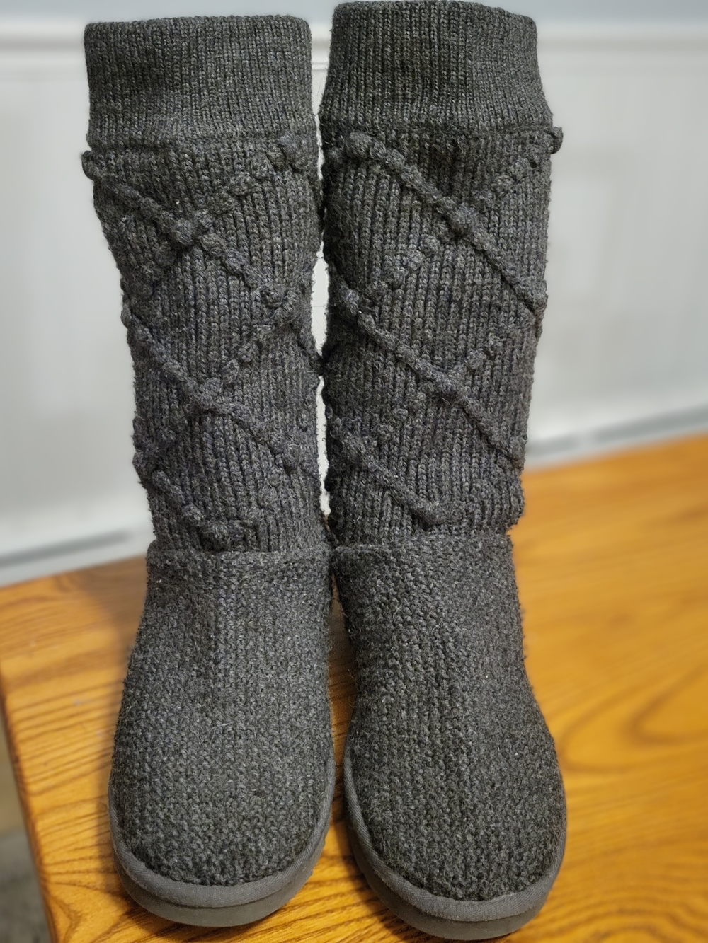 UGG Charcoal Gray Knit Tall Slipper Boots Size 11